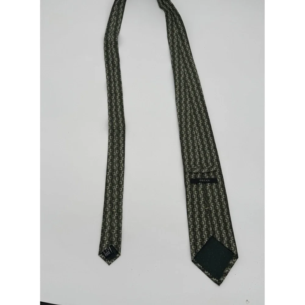 Gucci Green Geometric Silk Tie‎ 4 Inch 58 Inch Made In Italy Luxury